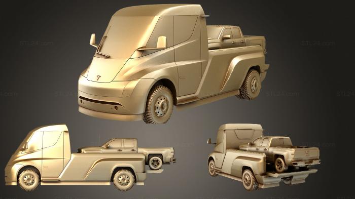 Автомобили и транспорт (Пикап Tesla 2020, CARS_3568) 3D модель для ЧПУ станка